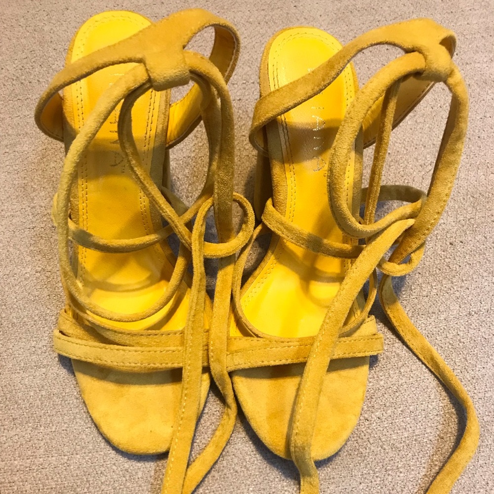 Mustard Yellow Lace Up Heels